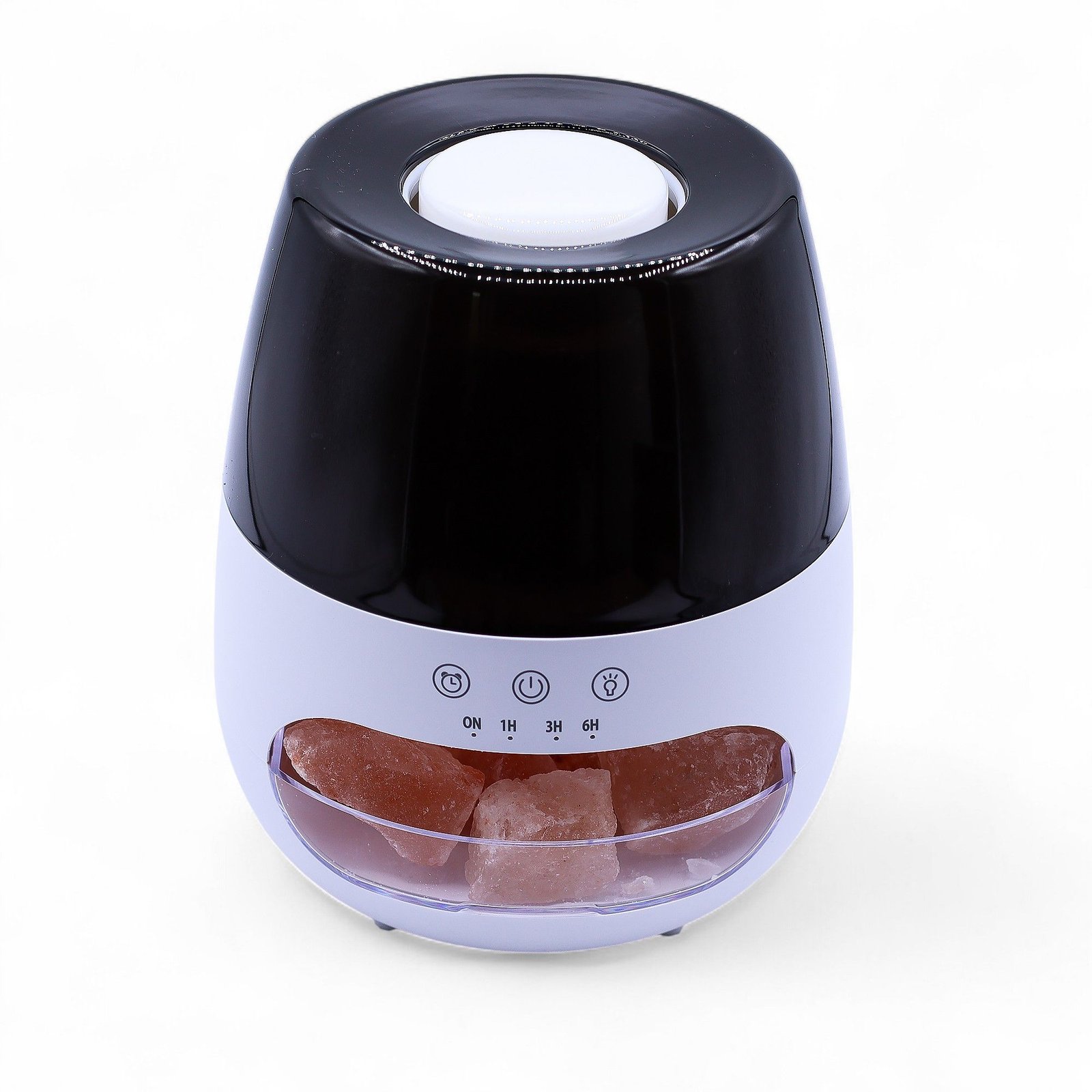 Druskos akmens efekto aromadifuzorius su liepsna – baltas USB