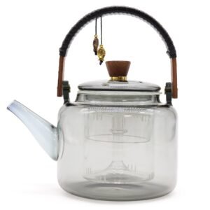 Užburiantis stiklinis arbatos arbatinukas su garintuvu – 1000 ml (Charcoal)