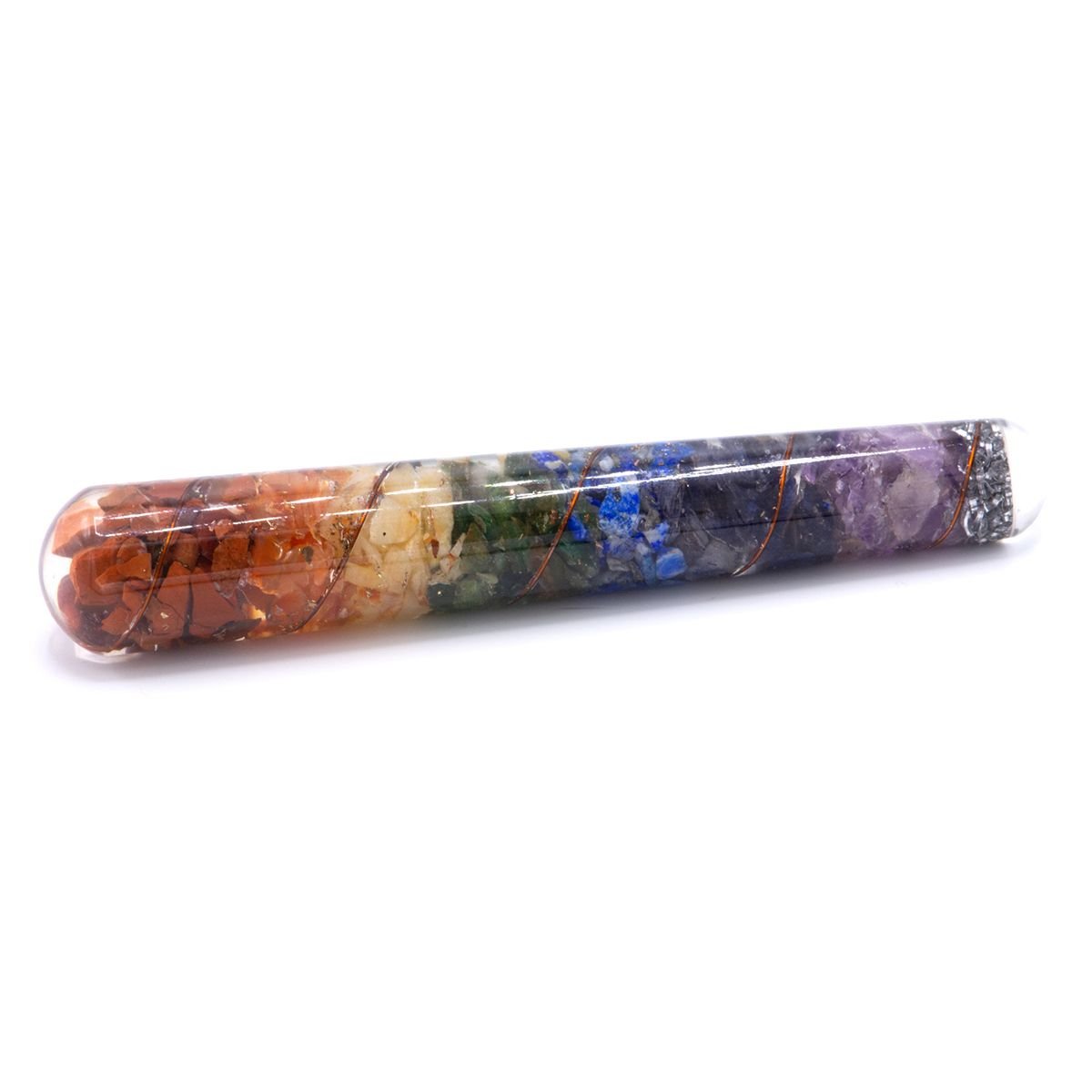 Orgonito lazdelė „Chackra and Copper“ – 140 × 30 mm energijos ritualui