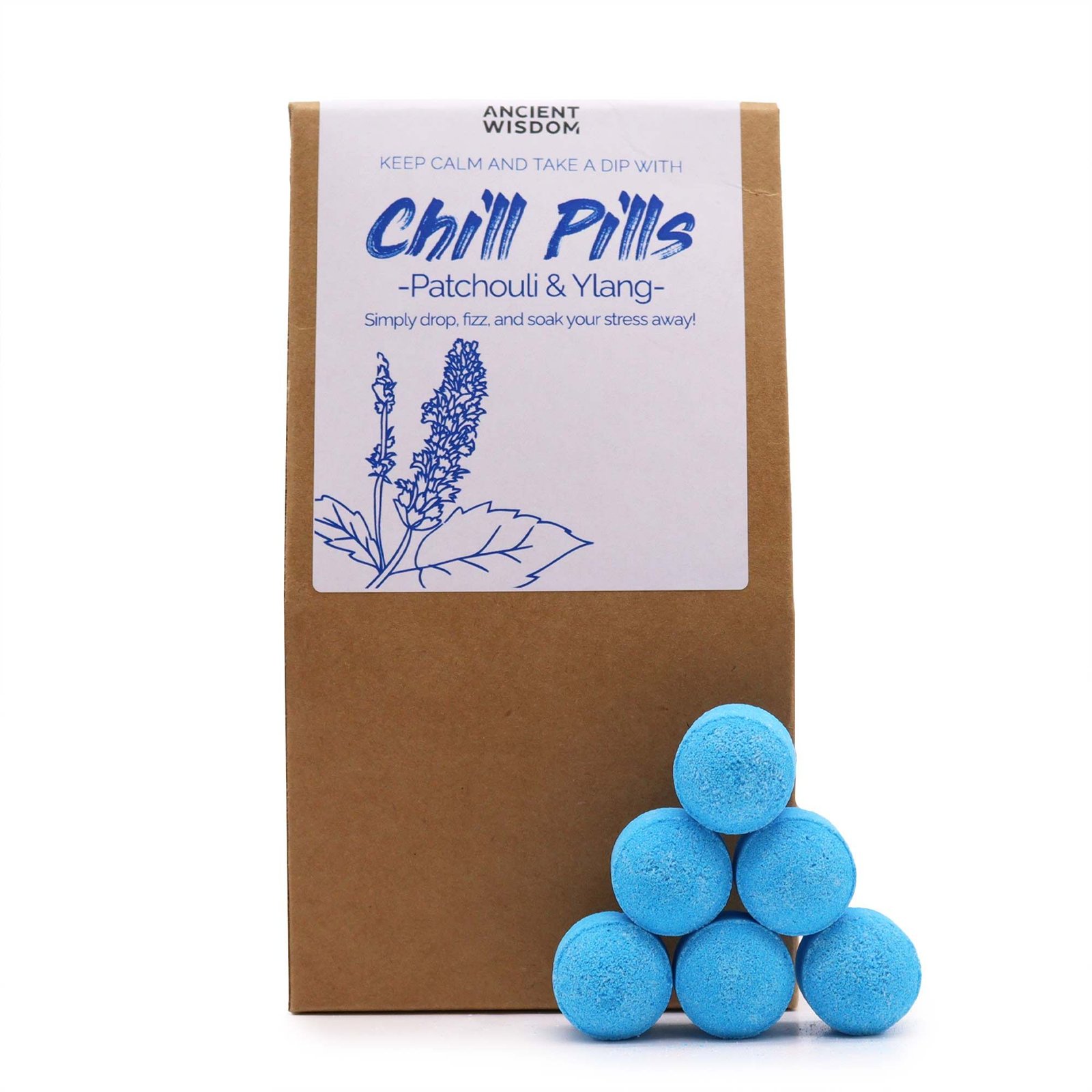 Vonios bombų dovanų rinkinys „Chill Pills“ – ylang ir pačiulių kvapo 350 g magija