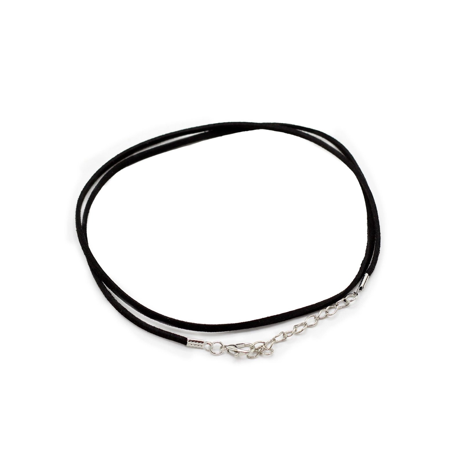 Pakabukų virvelės iš dirbtinės zomšos ir medvilnės, 2,5 mm x 55 cm – juoda paslaptis