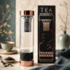 Stiklinis arbatos gertuvės infuzorius „Rose Gold“ – onikso elegancija kasdieniam ritualui