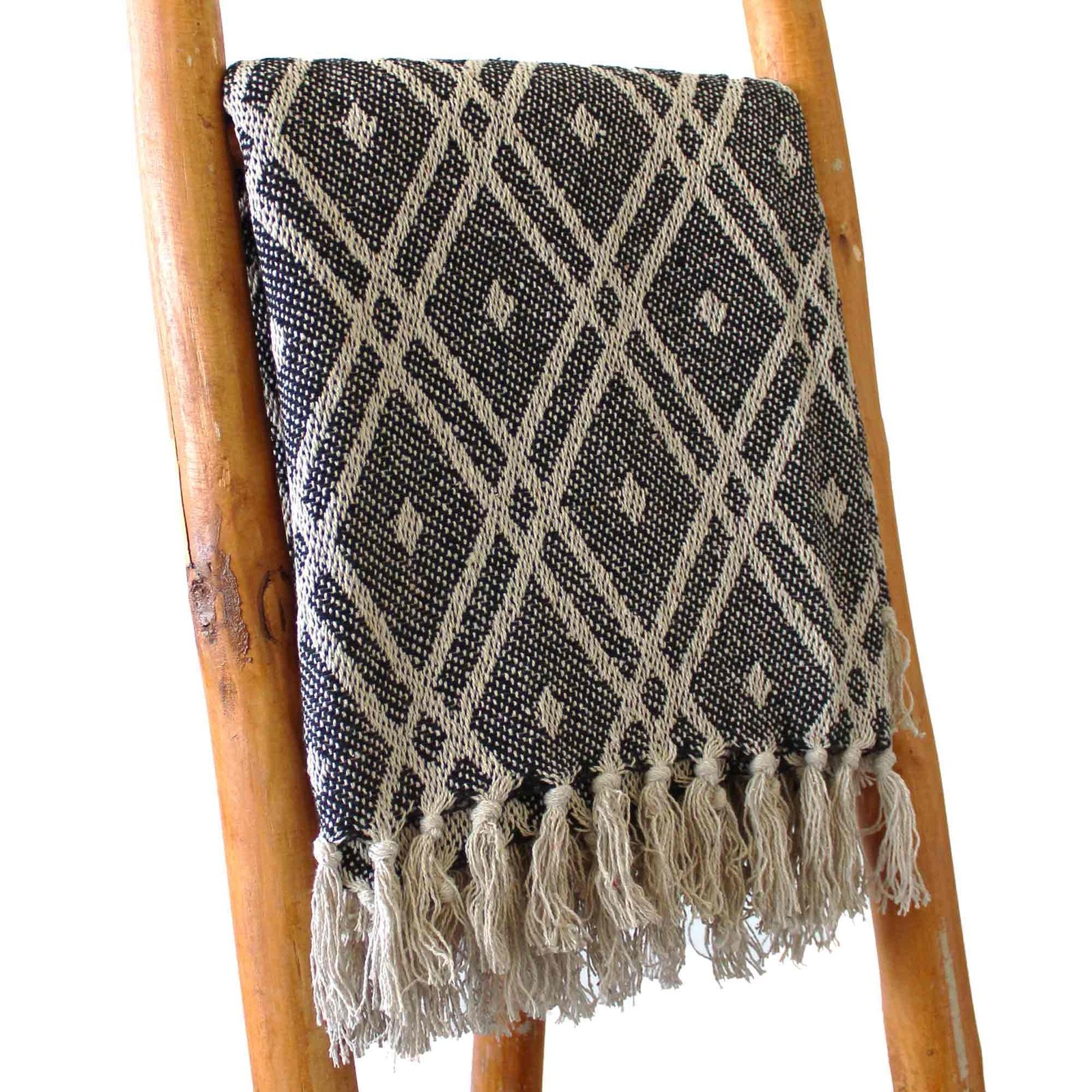 Boho stiliaus užklotas „Black & Biege Regency“ – jaukus medvilnės prisilietimas namams