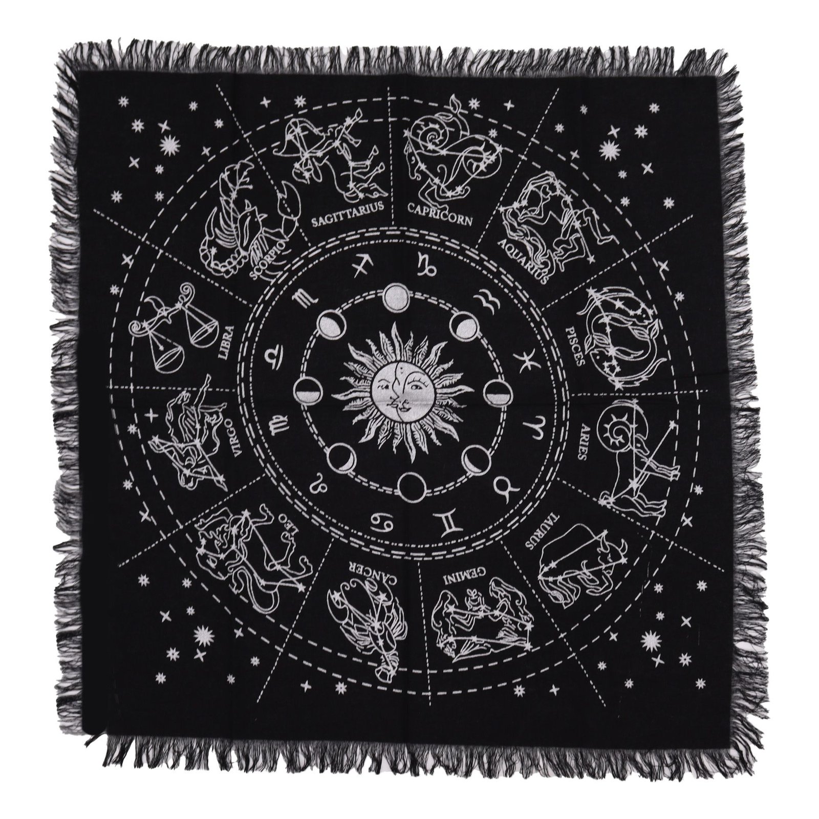 Ezoterinė altoriaus staltiesėlė „Horoscope“ su kutais – 50 × 50 cm medvilnės jaukumas