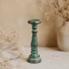 Vintažinė žvakidė „Turquois Gold“ – rankų darbo medžio šviesos ramybė