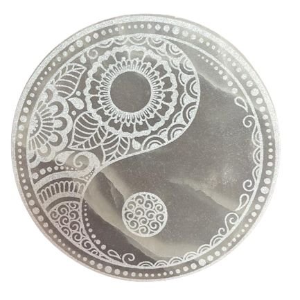 Didelė selenito įkrovimo plokštelė „Feng Shui“ – 18 cm šviesos ramybės akcentas