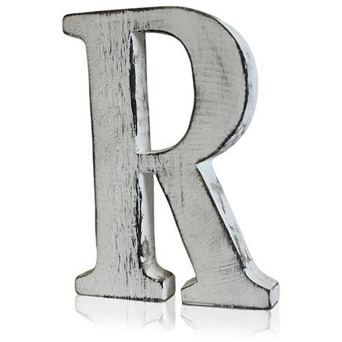 Medinė shabby chic raidė „R“ iš mango medienos – jaukus namų akcentas
