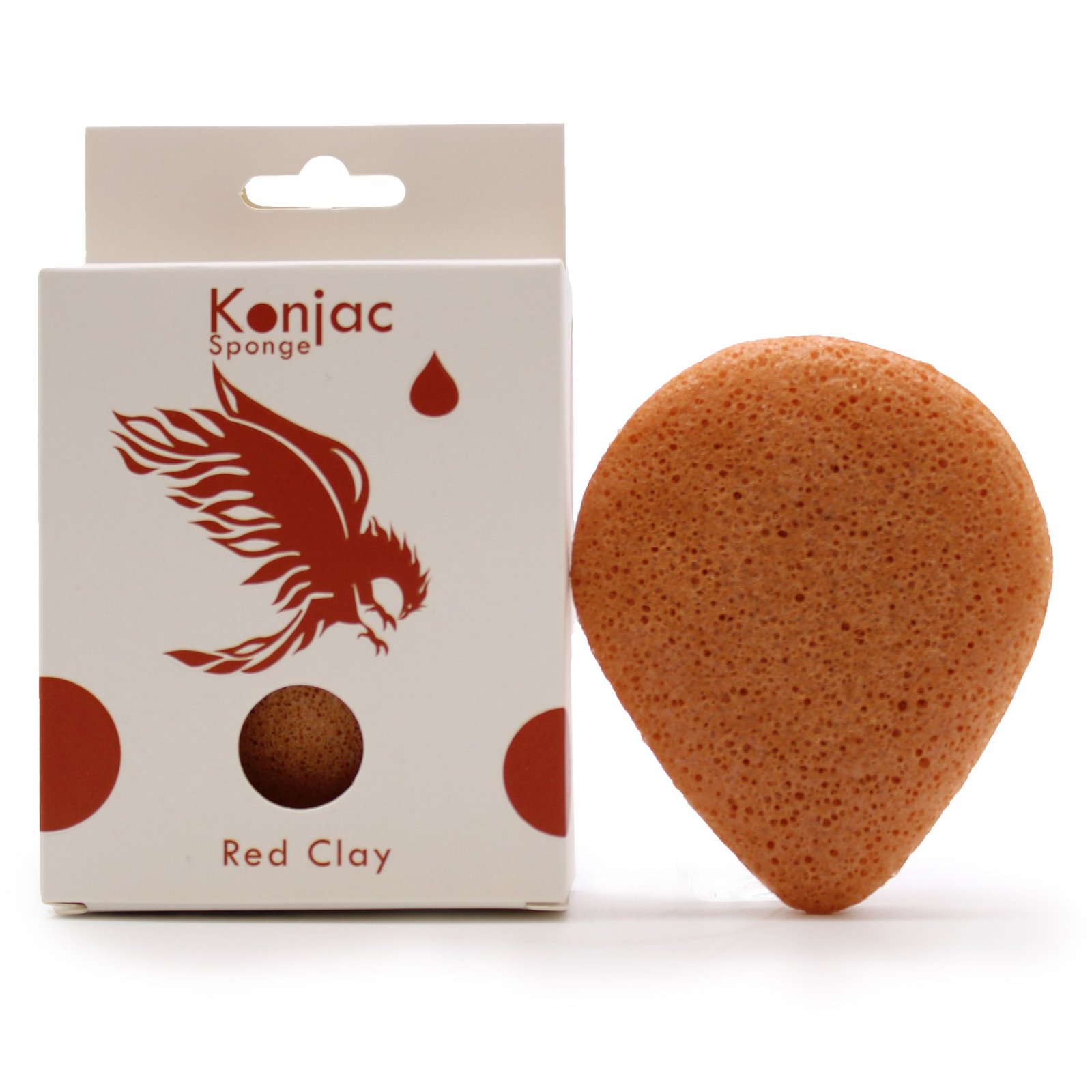 Lašo formos konjac kempinėlė „Red Clay“ – švelnus kasdienės odos ritualas