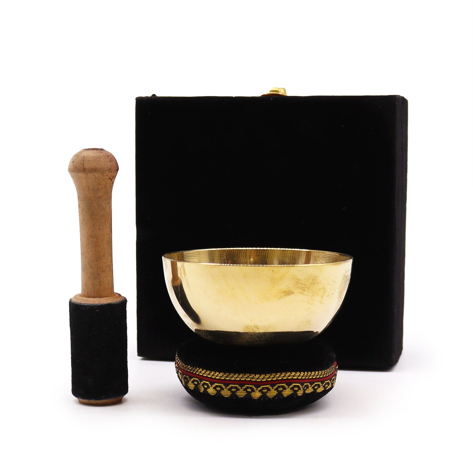 Tibeto dainuojantis dubenėlis „Brass Singing Bowl Gift Set“ – 9 cm ritualo ramybei