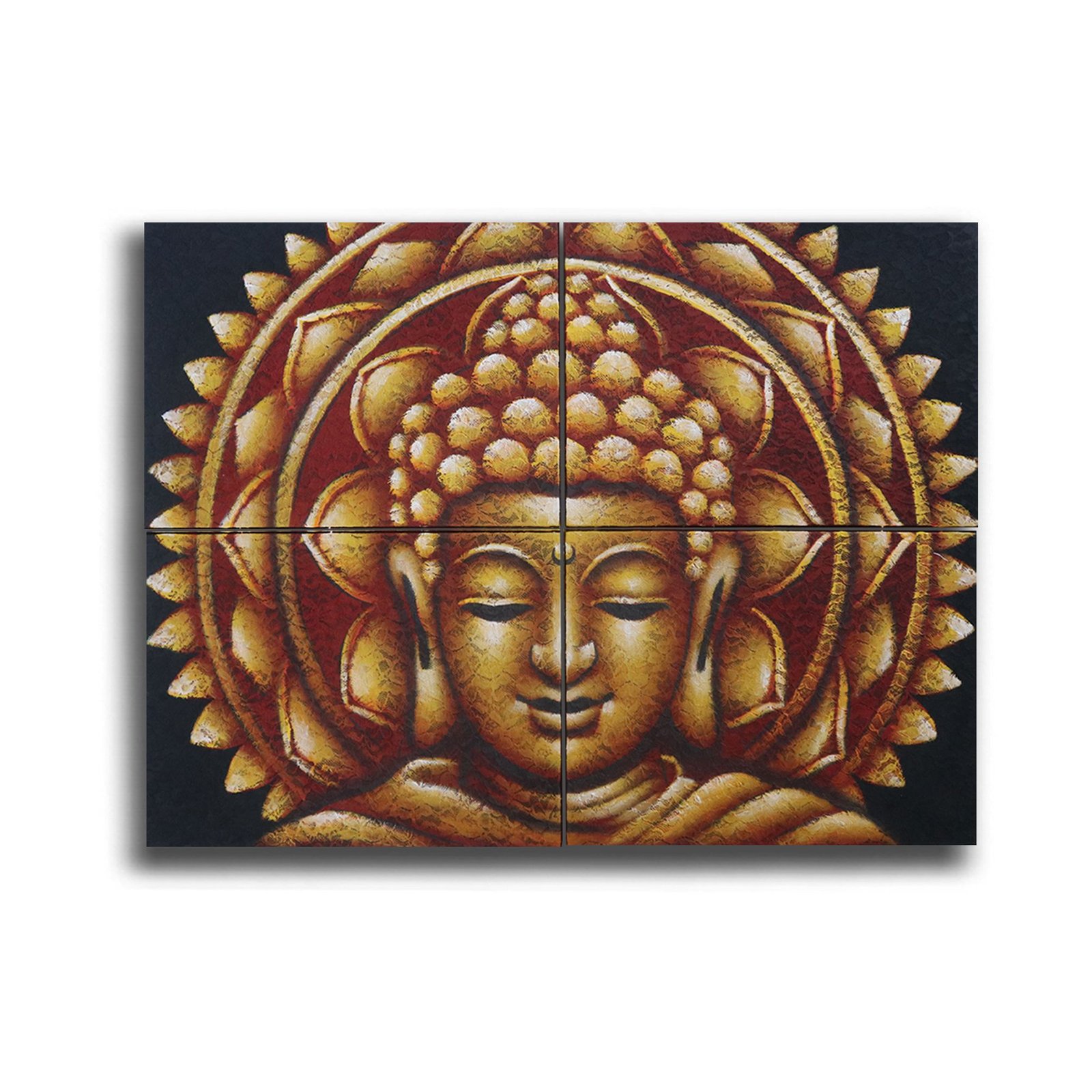 Budos mandalos dekoras „Gold Buddha“ – auksinio ramybės spindesio paveikslas 30 × 40 cm