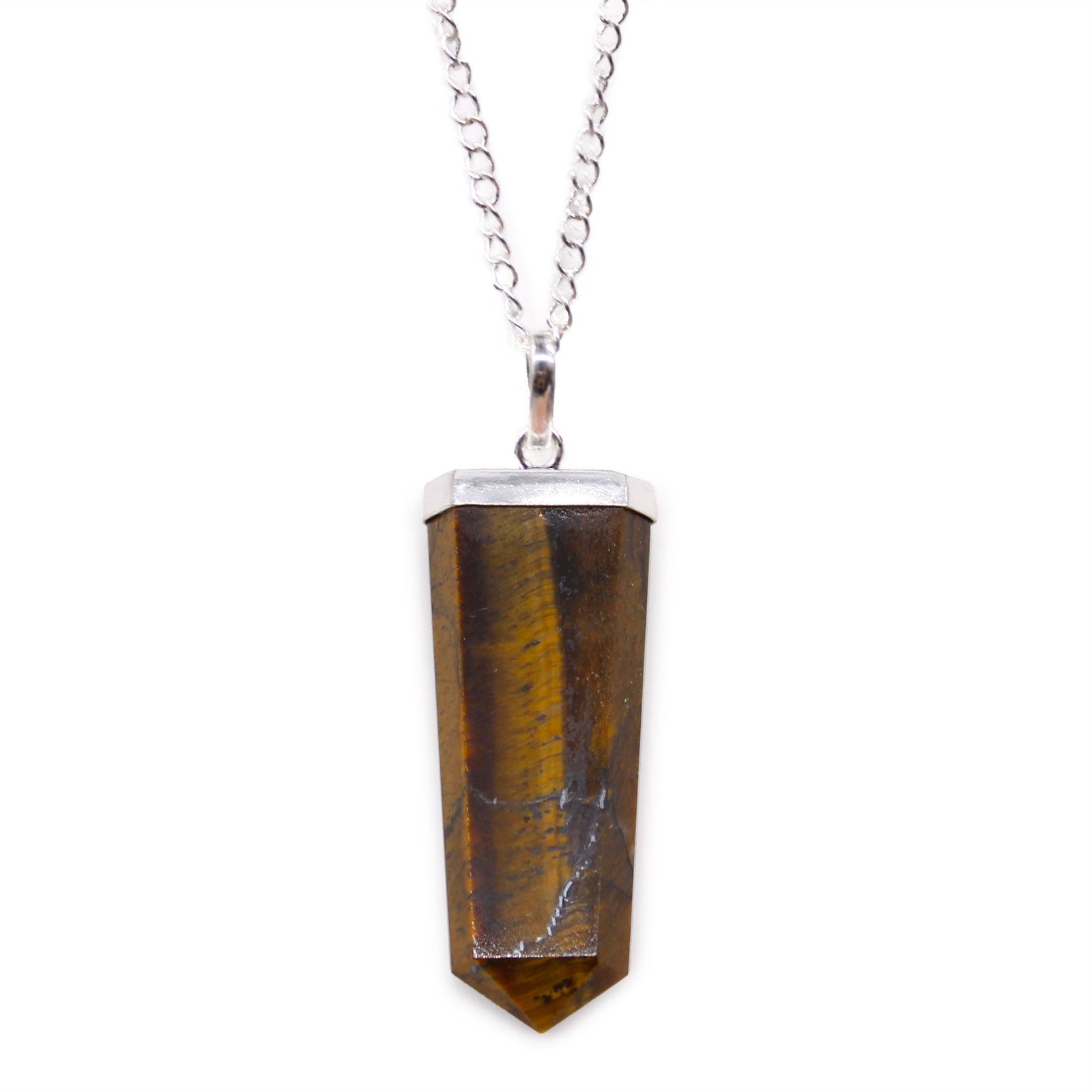Pakabukas su tigro akimi „Gemstone Flat Pencil Pendant“ – sidabru dengta paslaptis