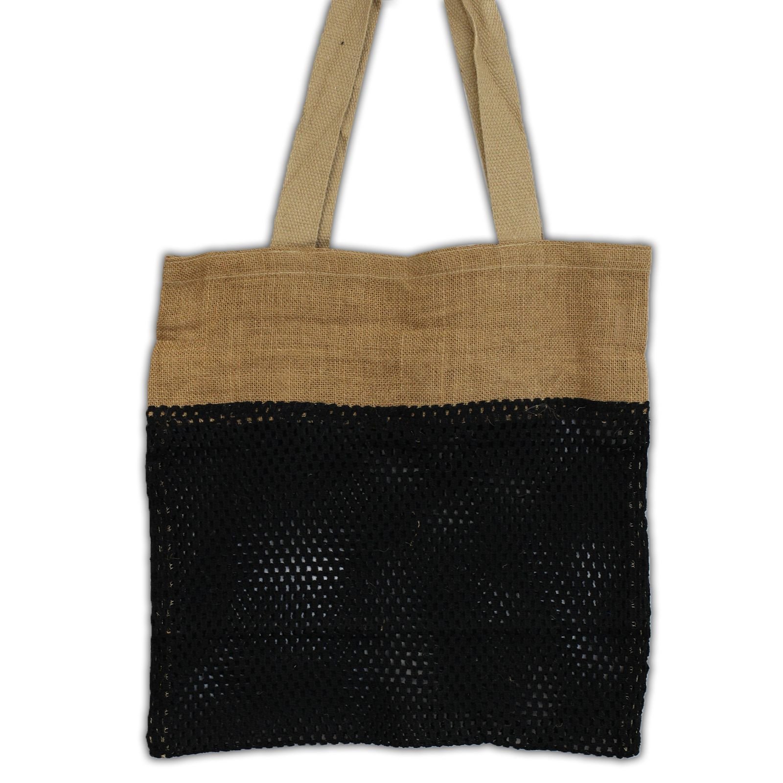 Tinklinis krepšys „Pure Soft Jute and Cotton Mesh Bag“ – juodas kasdienės tvarkos palydovas