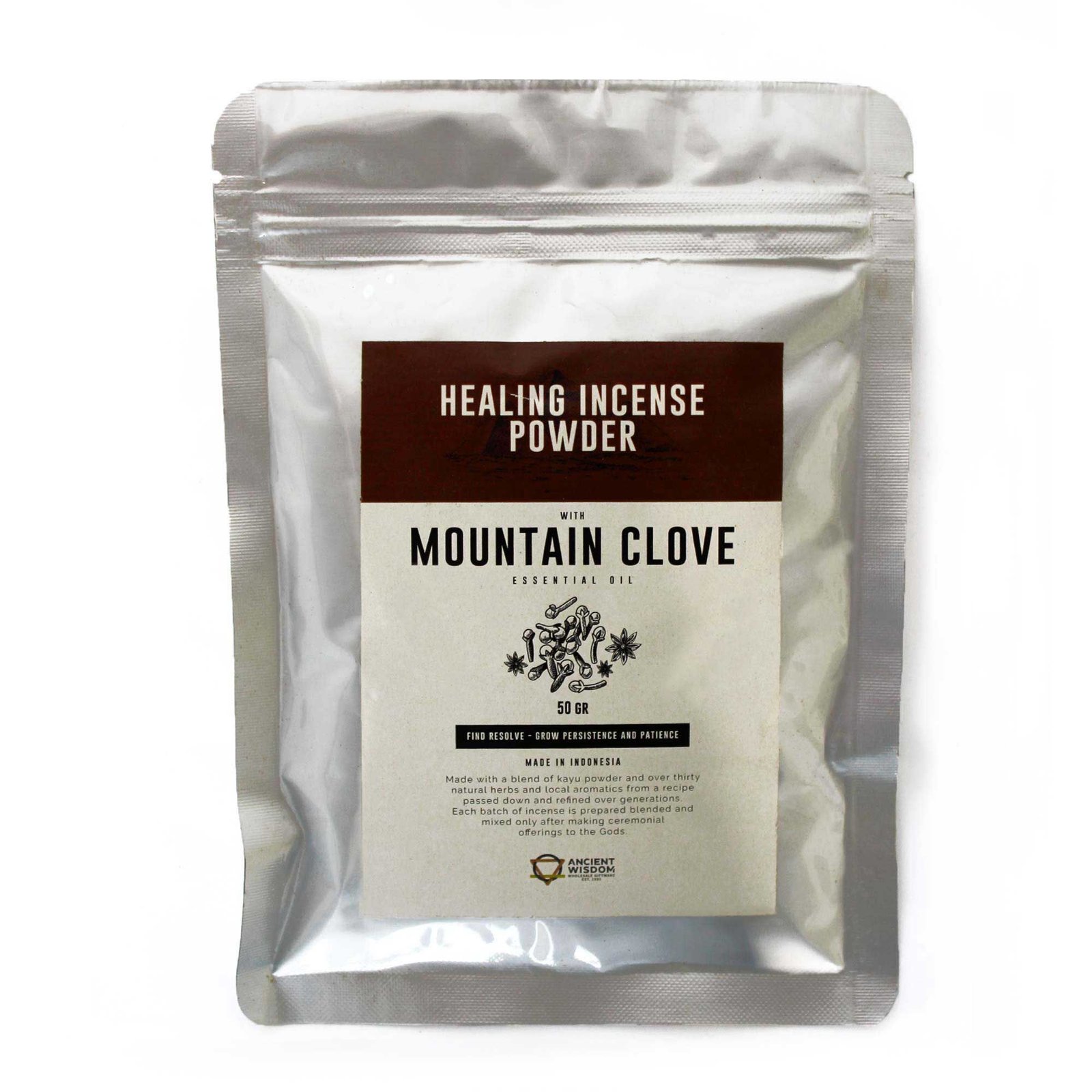 Gydomųjų smilkalų milteliai „Mountain Clove“ – kalnų gvazdikėlio ritualo kvapas, 50 g