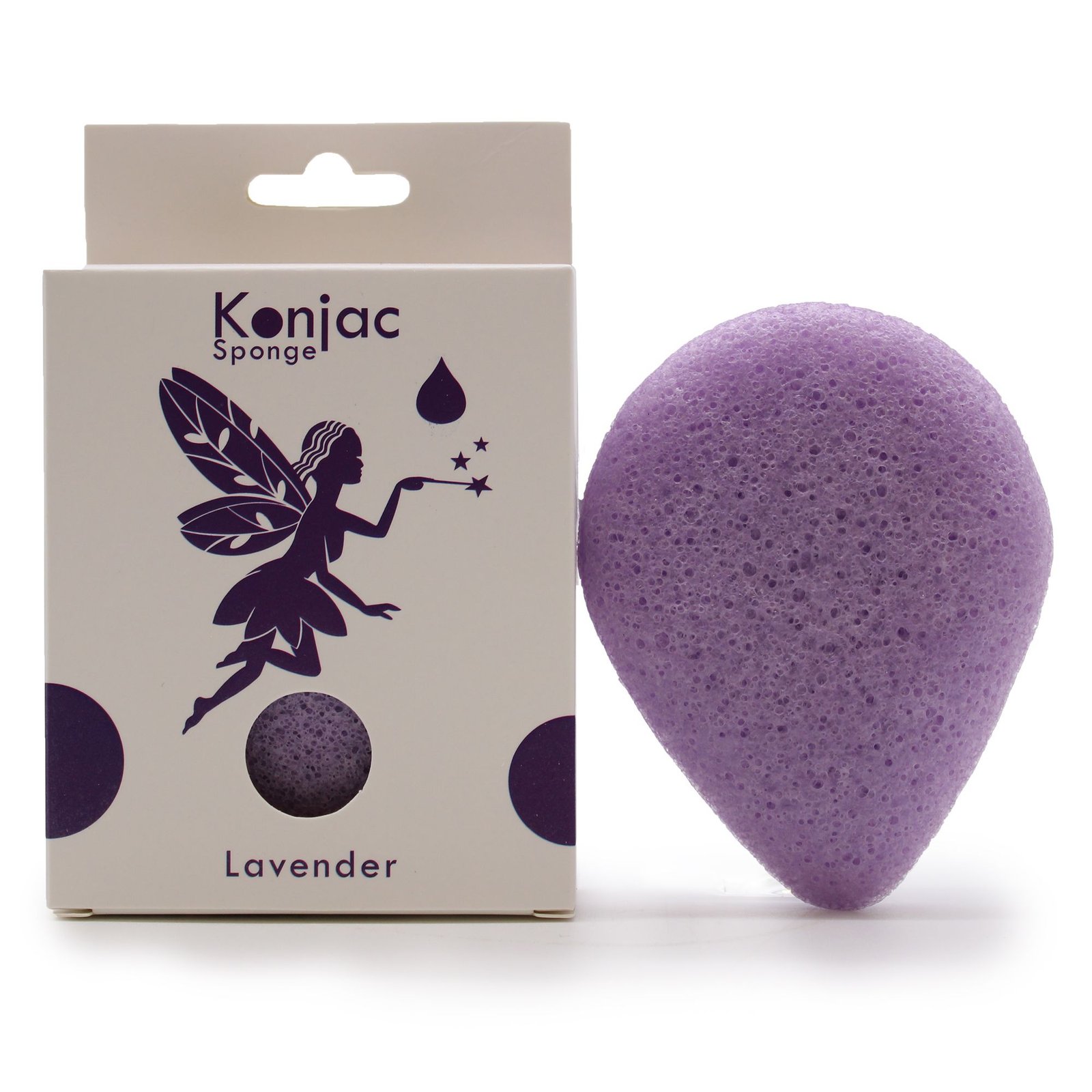 Lašo formos konjac kempinėlė „Lavender“ – švelnus kasdienės ramybės prisilietimas