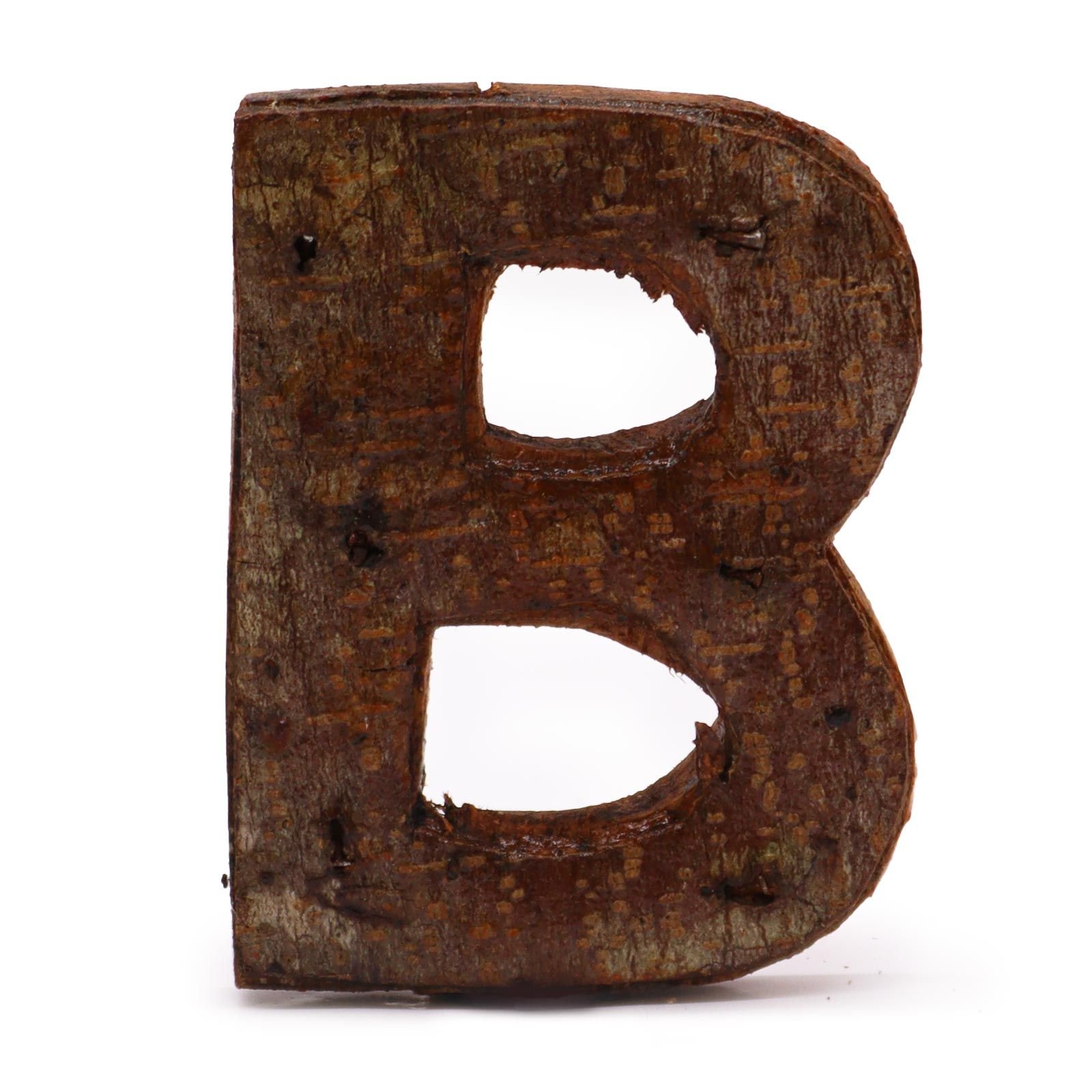 Kaimiško stiliaus žievės tekstūros raidė „B“ – 7 cm namų akcentas