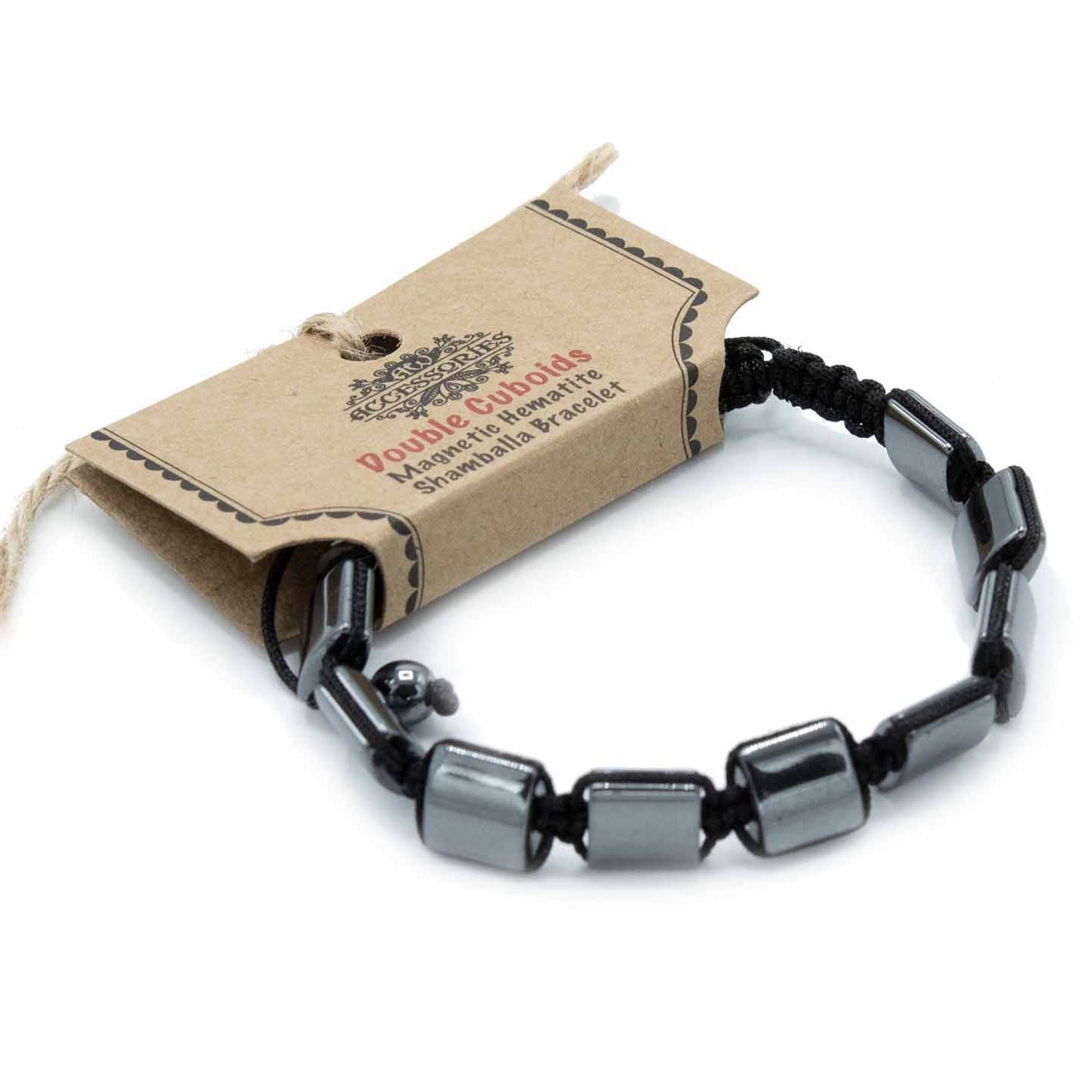 Magnetinė hematito Shamballa apyrankė „Dvigubi kubai“ – harmonijos ir jėgos simbolis