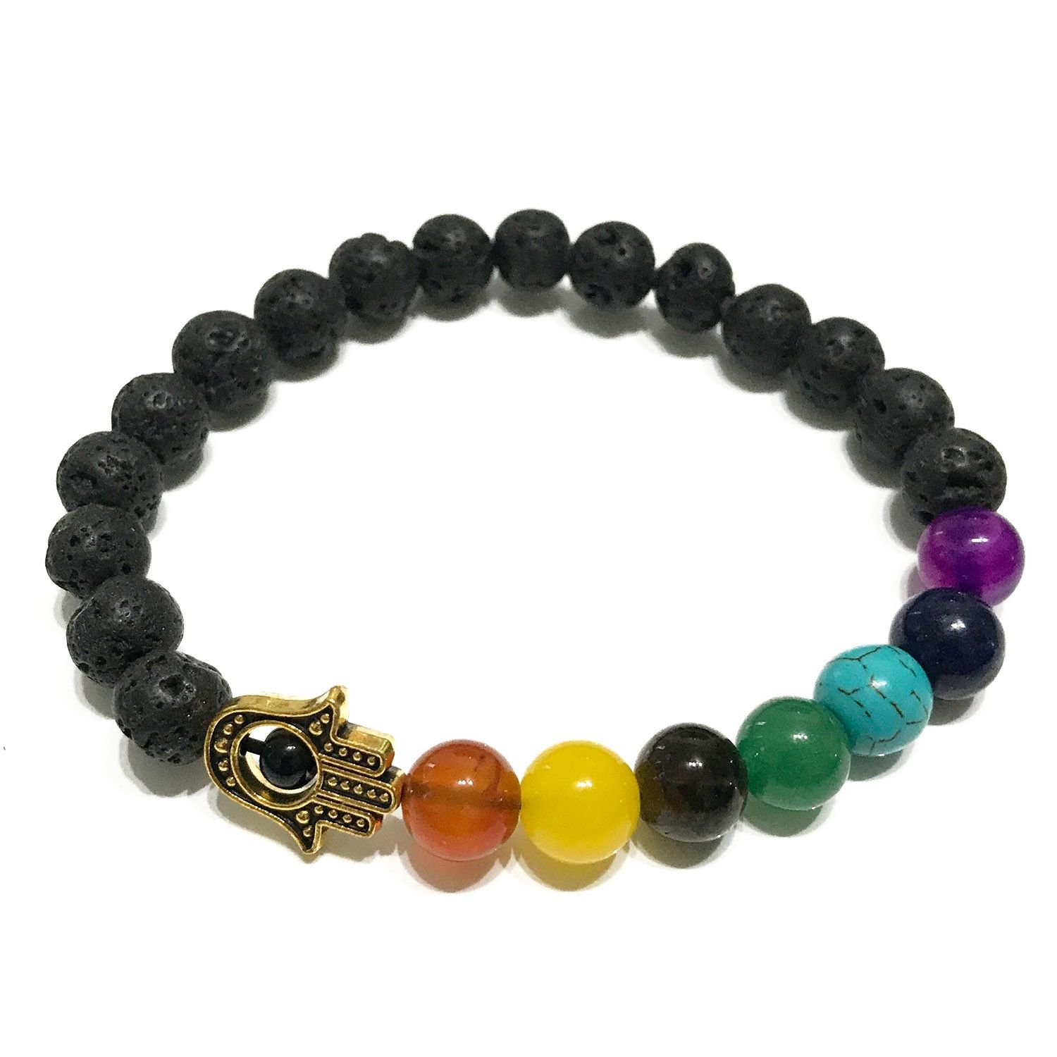 Lavos akmenų apyrankė „Hamsa Chakra“ – subtilus apsaugos ir ramybės akcentas