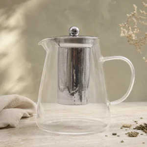 Stiklinis arbatos arbatinukas su sieteliu – „Flasko“ forma 950 ml