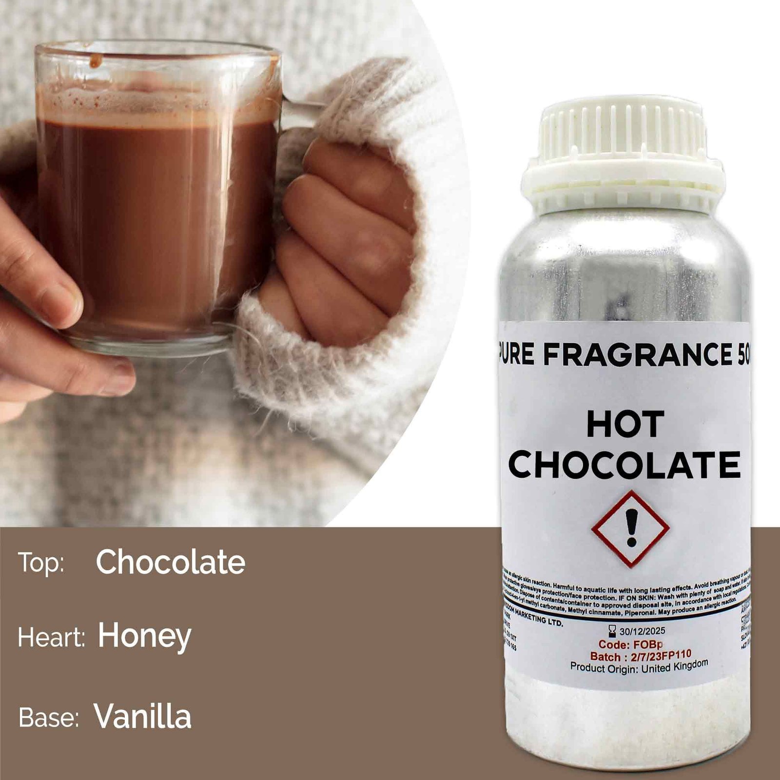 Grynas kvapusis aliejus „Hot Chocolate“ – 500 ml šilto jaukumo ritualui