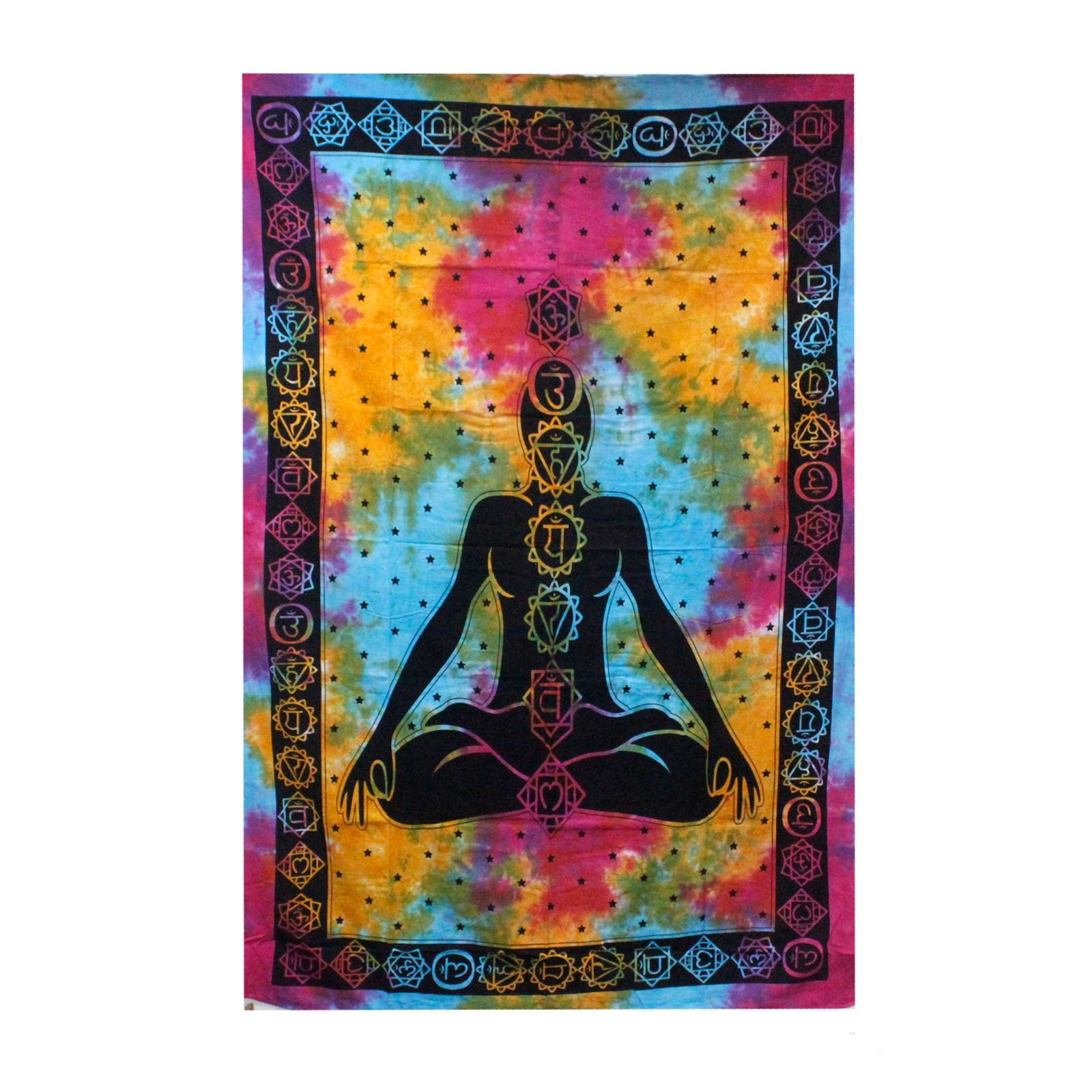 Medvilninis lovatiesės ir sienos akcentas „Chakra Buddha“ – 130 × 200 cm jaukumo ritualas