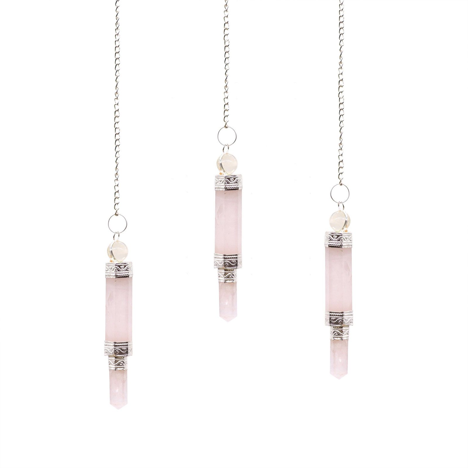 Švytuoklė „Rose Quartz“ – trijų dalių rožinio kvarco magiškas prisilietimas