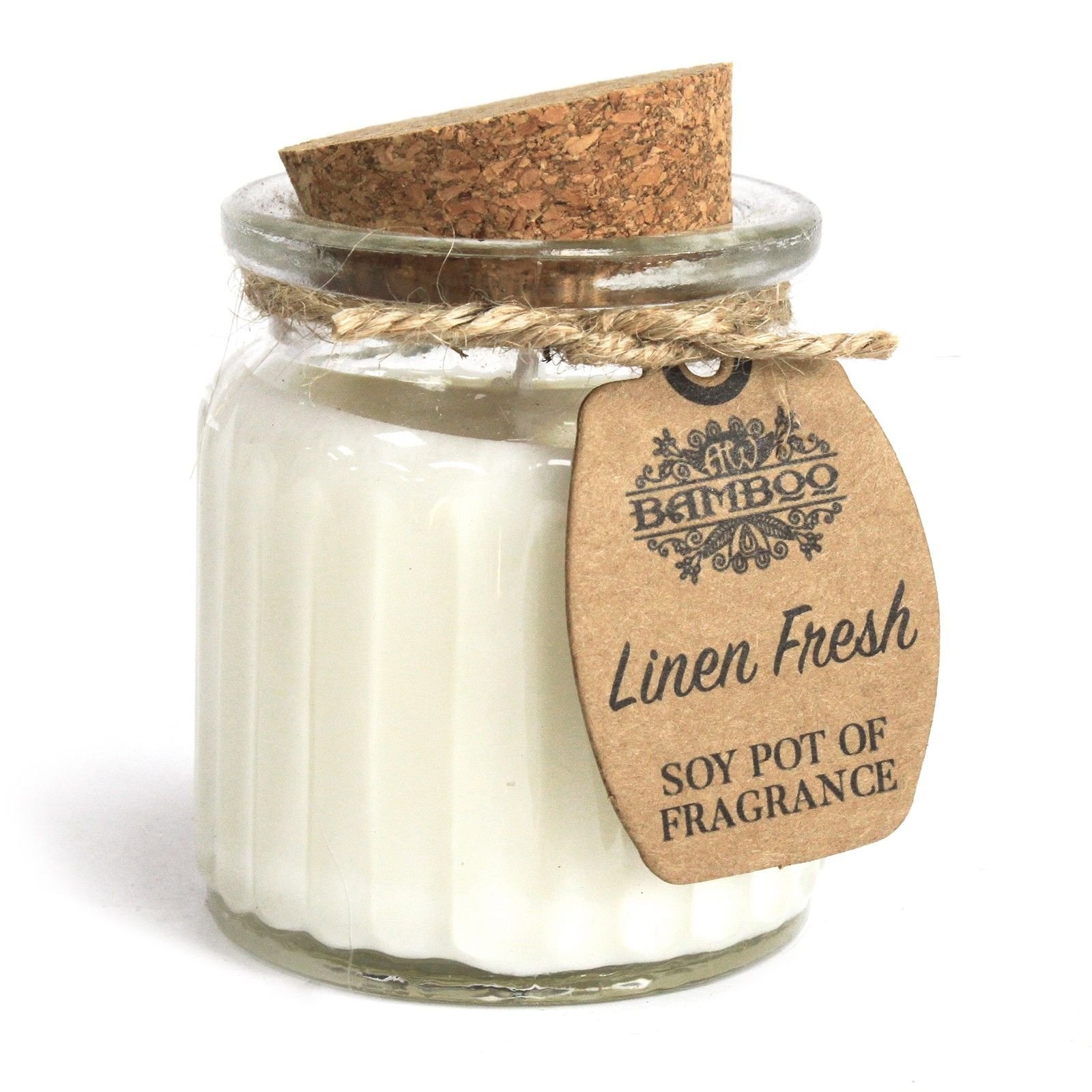 Sojų vaško žvakė indelyje „Linen Fresh“ – švaraus lino aromato ramybė namams