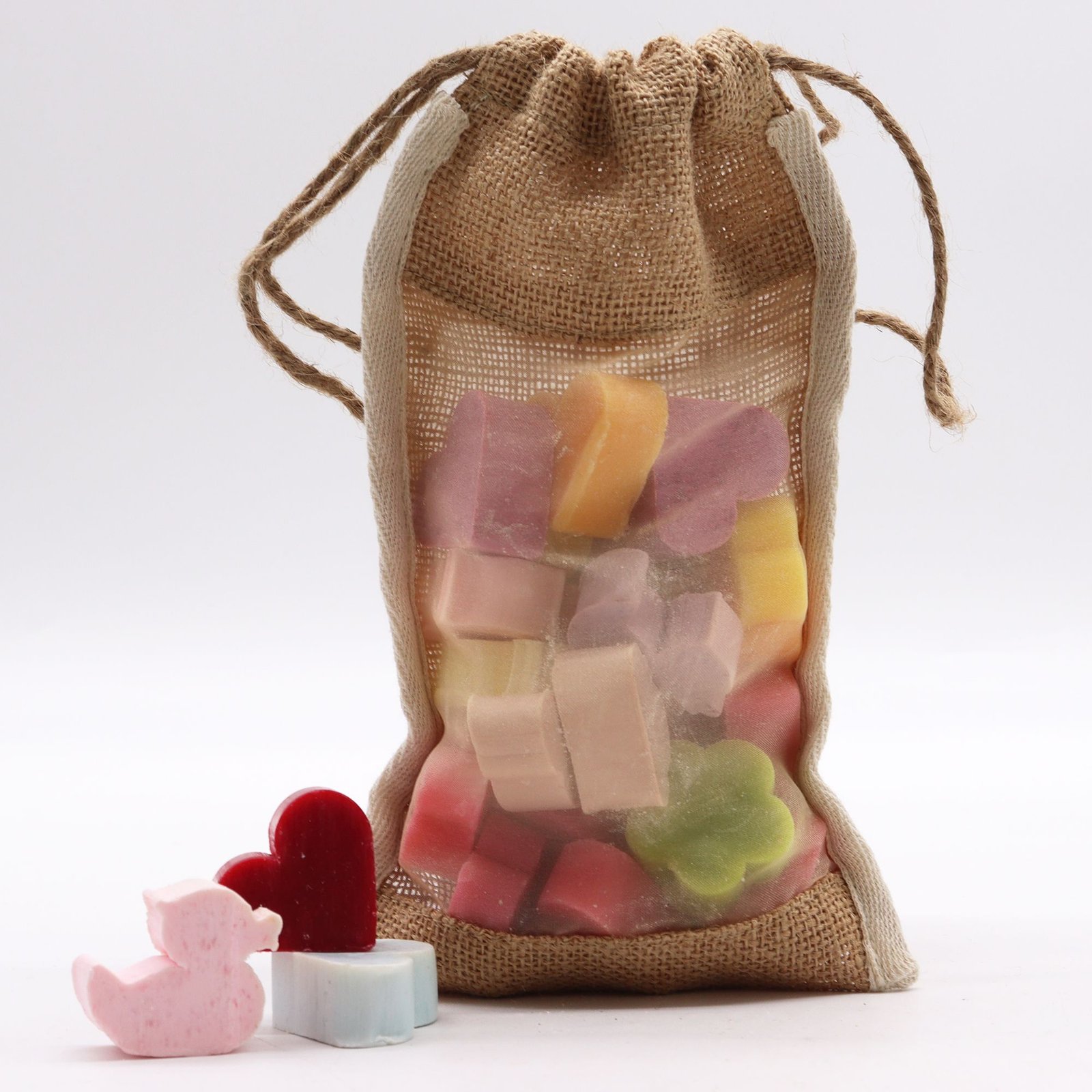 Didelis džiuto dėklas su medvilniniu langeliu – natūralus 26 × 15 cm įpakavimo žavesys