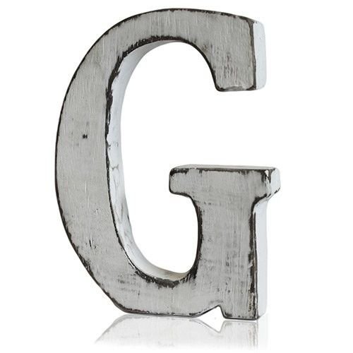 Medinė raidė „G“ – shabby chic mango medžio namų dekoro paslaptis