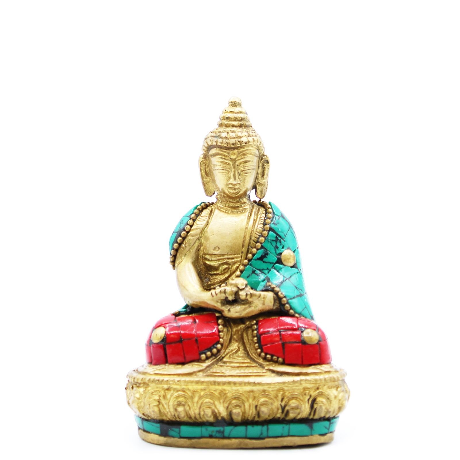 Žalvarinė Budos figūrėlė „Amitabha“ – 9,5 cm ramybės ir šviesos akcentas