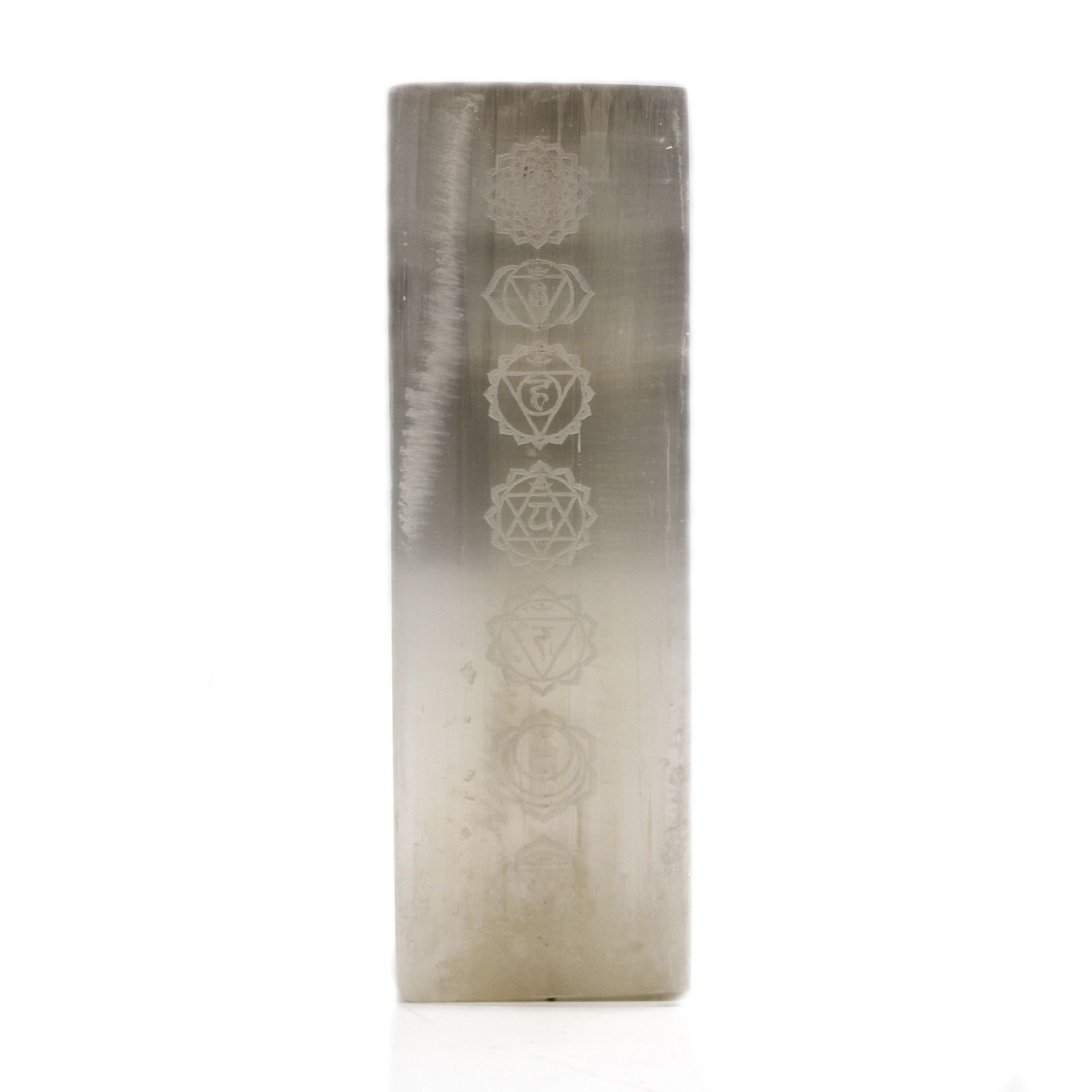 Selenito blokų lempa „Chakra Lamp“ – 25 cm šviesos ramybės akcentas