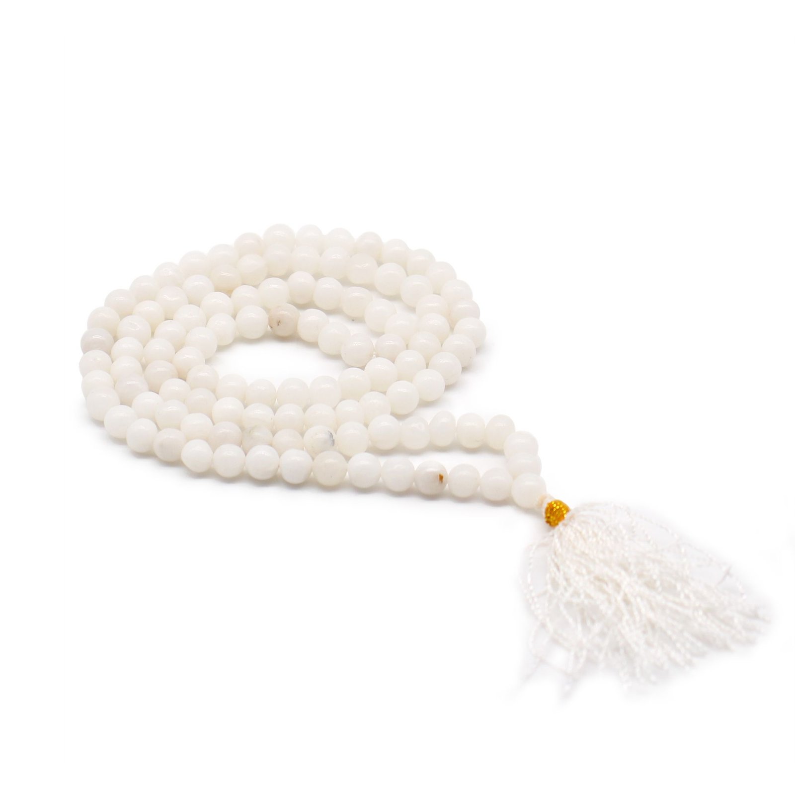108 karolių mala „White Quartz“ – baltojo kvarco ramybės ir šviesos ritualas