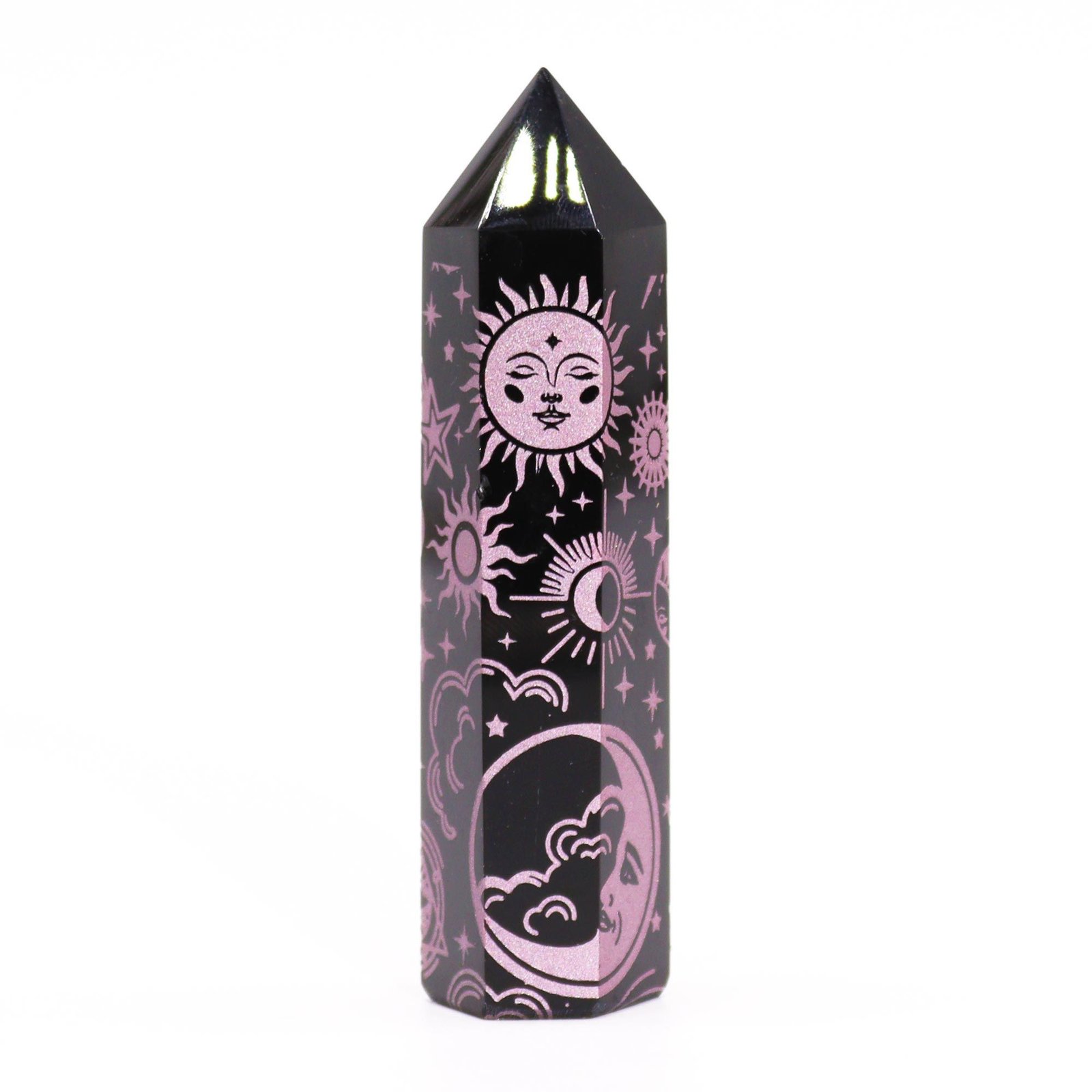 Juodojo obsidiano kristalo smaigalys „Mystic Story“ – rožinio atspalvio paslaptis