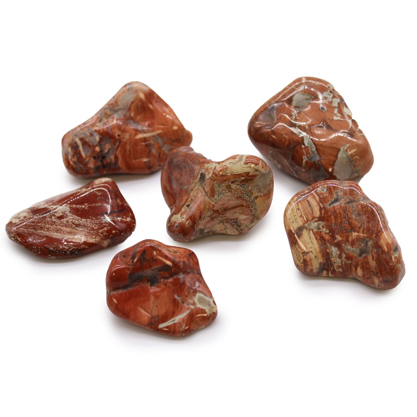 6 didelių Afrikos gludintų akmenų rinkinys „Light Jasper“ – brekčijuoto jaspio ramybės žemė