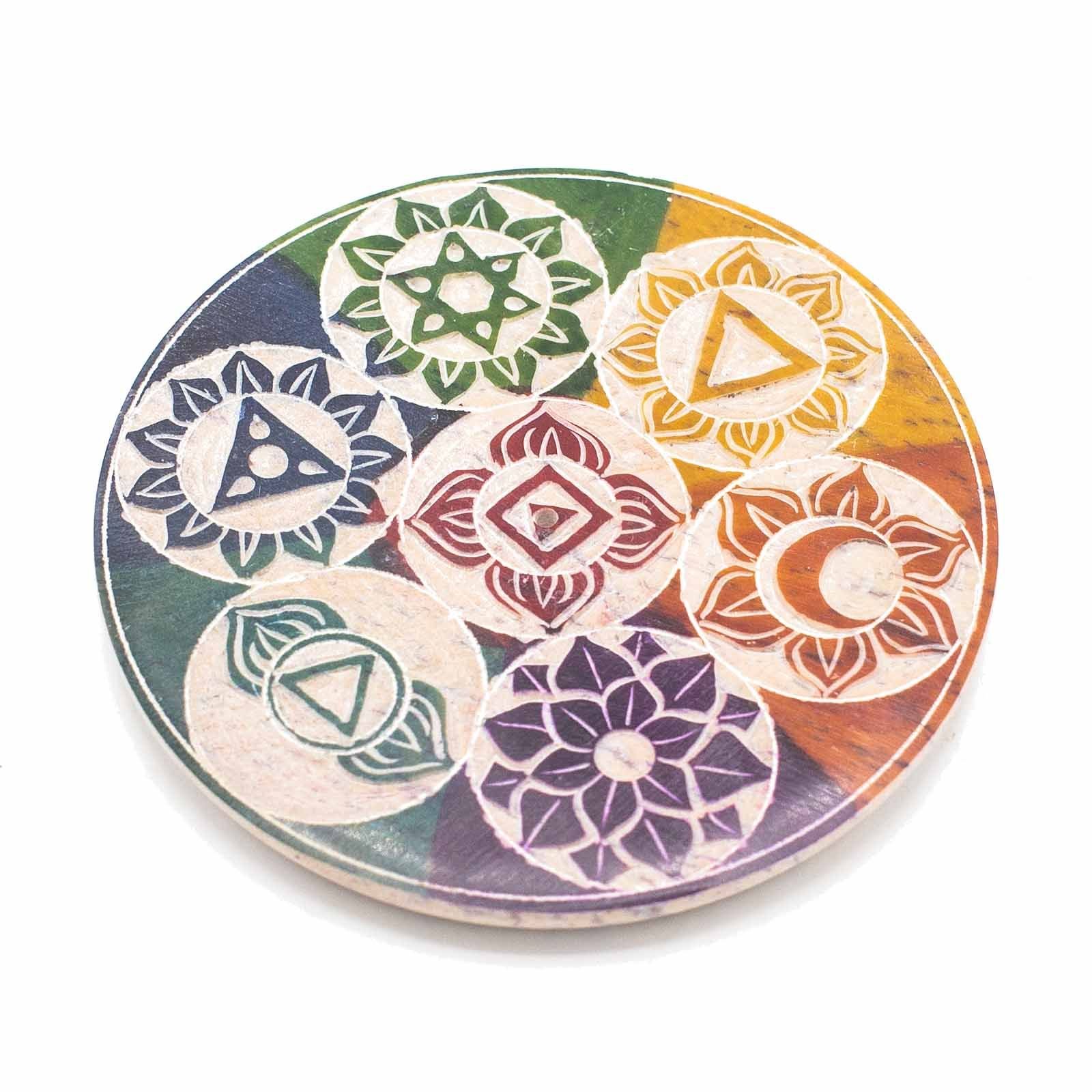 Muilo akmens smilkalų laikiklis „Seven Chakra“ – 10 cm ramybės ratas