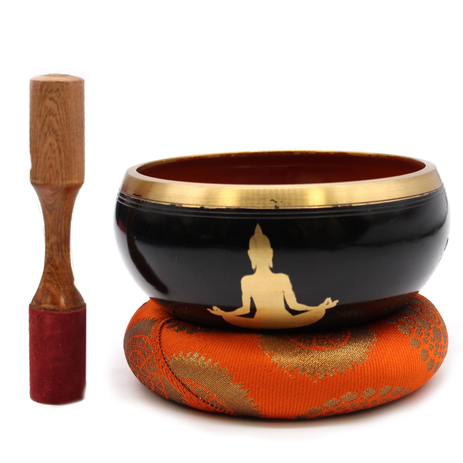 Didysis Tibeto dainuojantis dubenų rinkinys „Black/Orange“ – 14 cm ritualo ramybė