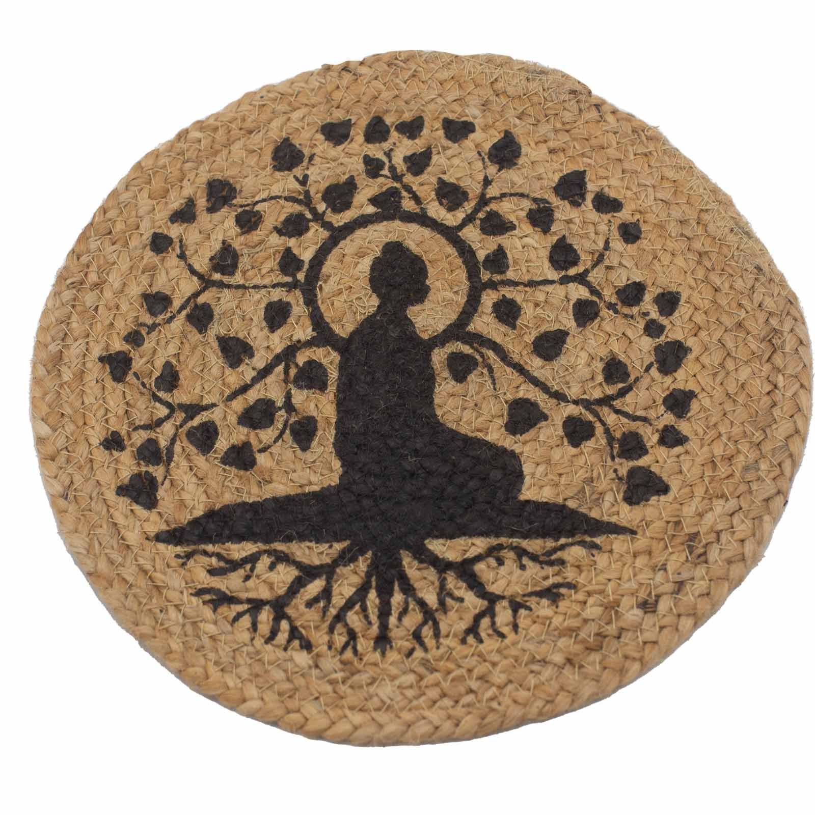 Natūralus stalo padėkliukas „Bodhi Tree“ – 30 cm džiuto ir medvilnės ramybė