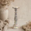 Vintažinė žvakidė „White Gold“ – rankų darbo medžio elegancija namų šviesai