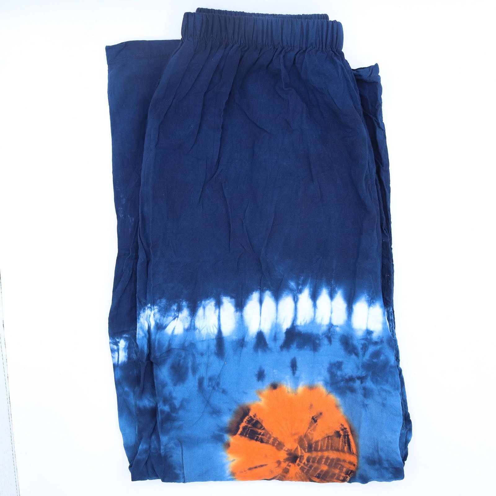 Japoniško stiliaus laisvalaikio kelnės „Teal & Orange“ – lengvas lino ir viskozės prisilietimas, L