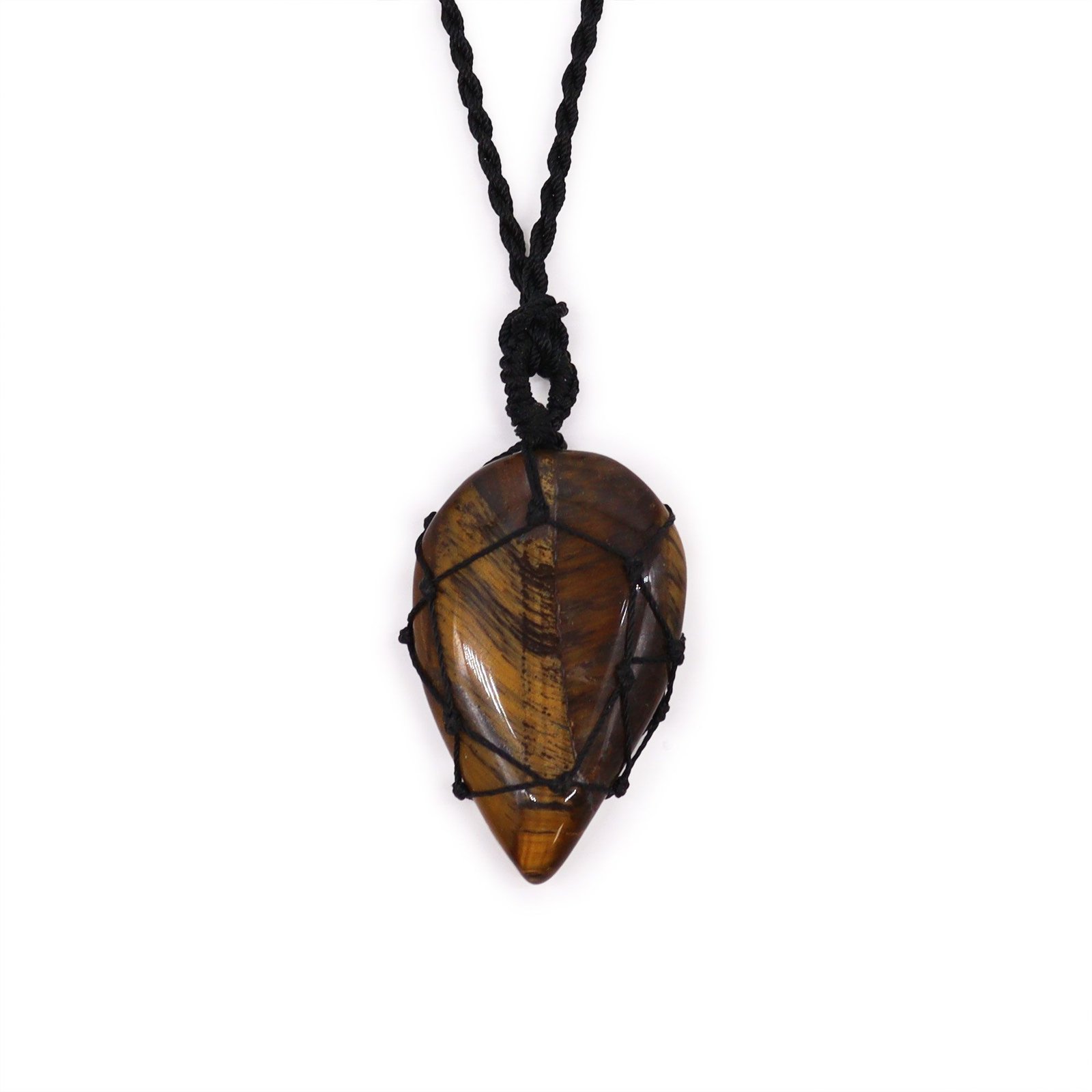 Brangakmenio pakabukas „Tigereye“ su nėriniais – šiltas žvilgsnio talismanas