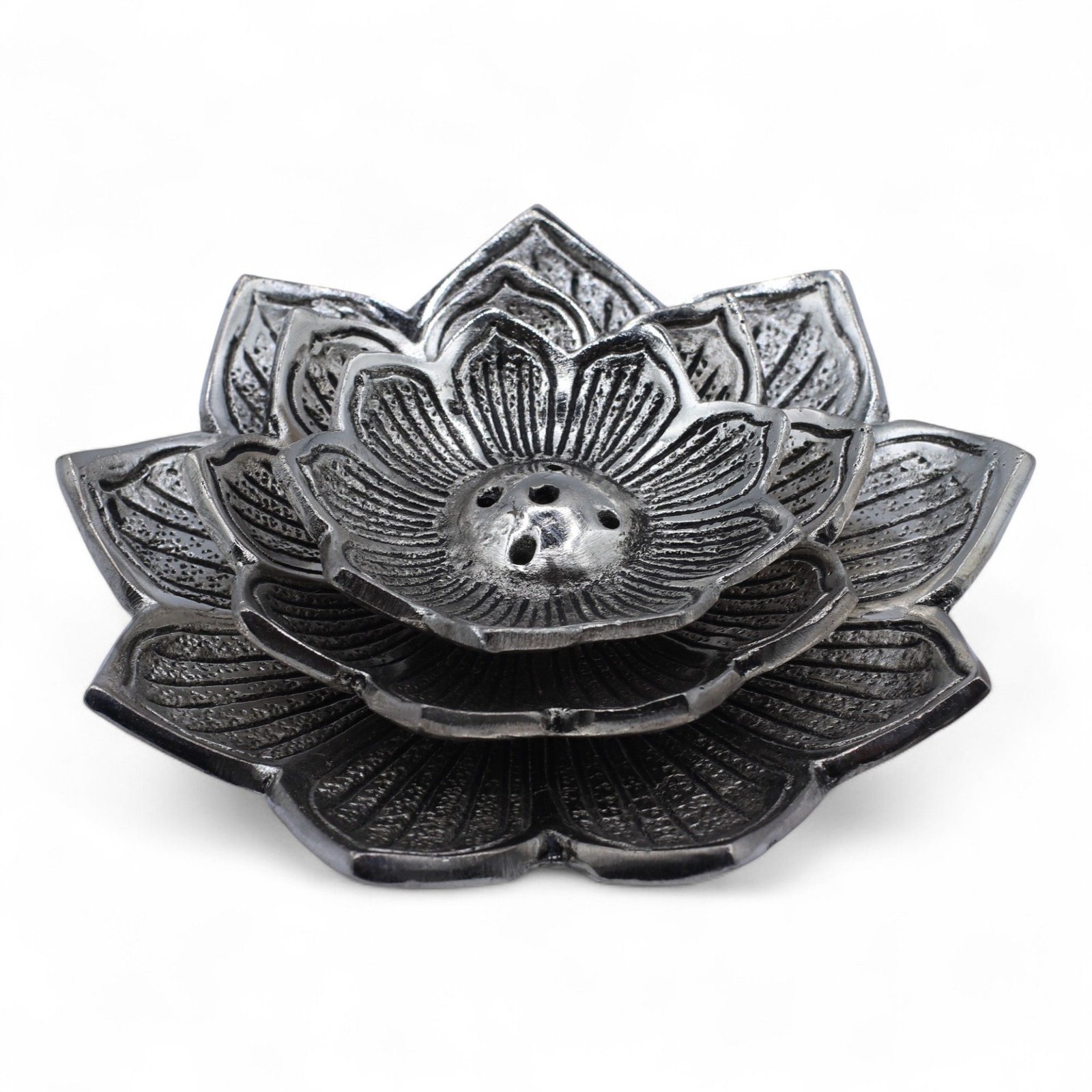 Smilkalų laikiklis „Tri-Flower Lotus Flower“ – trijų žiedų aliuminio ramybės akcentas