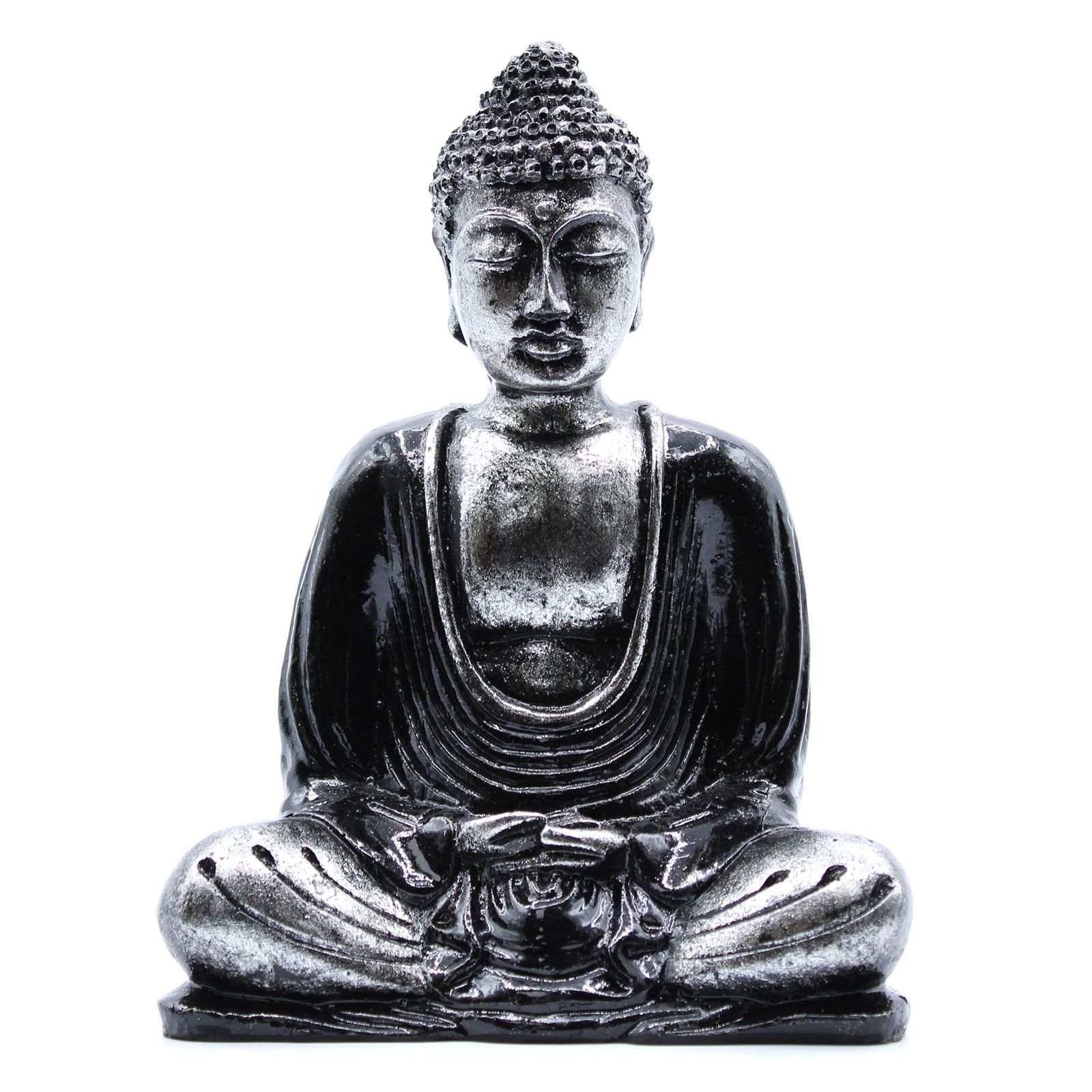 Rankomis dažyta Budos figūrėlė „Black & Grey Buddha“ – vidinės ramybės akcentas