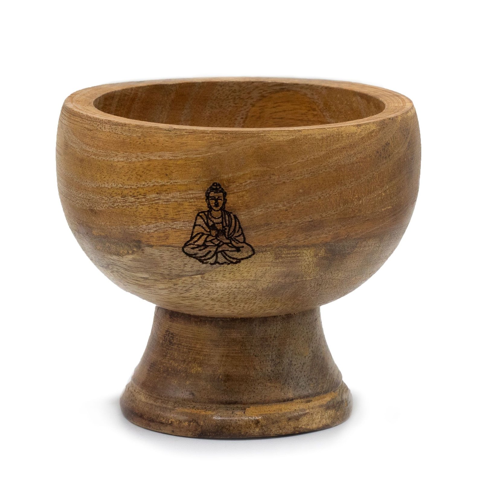 Smilkalų laikiklis „Buddha“ – ritualinis dubenėlis iš mango medžio, 11 × 10 cm