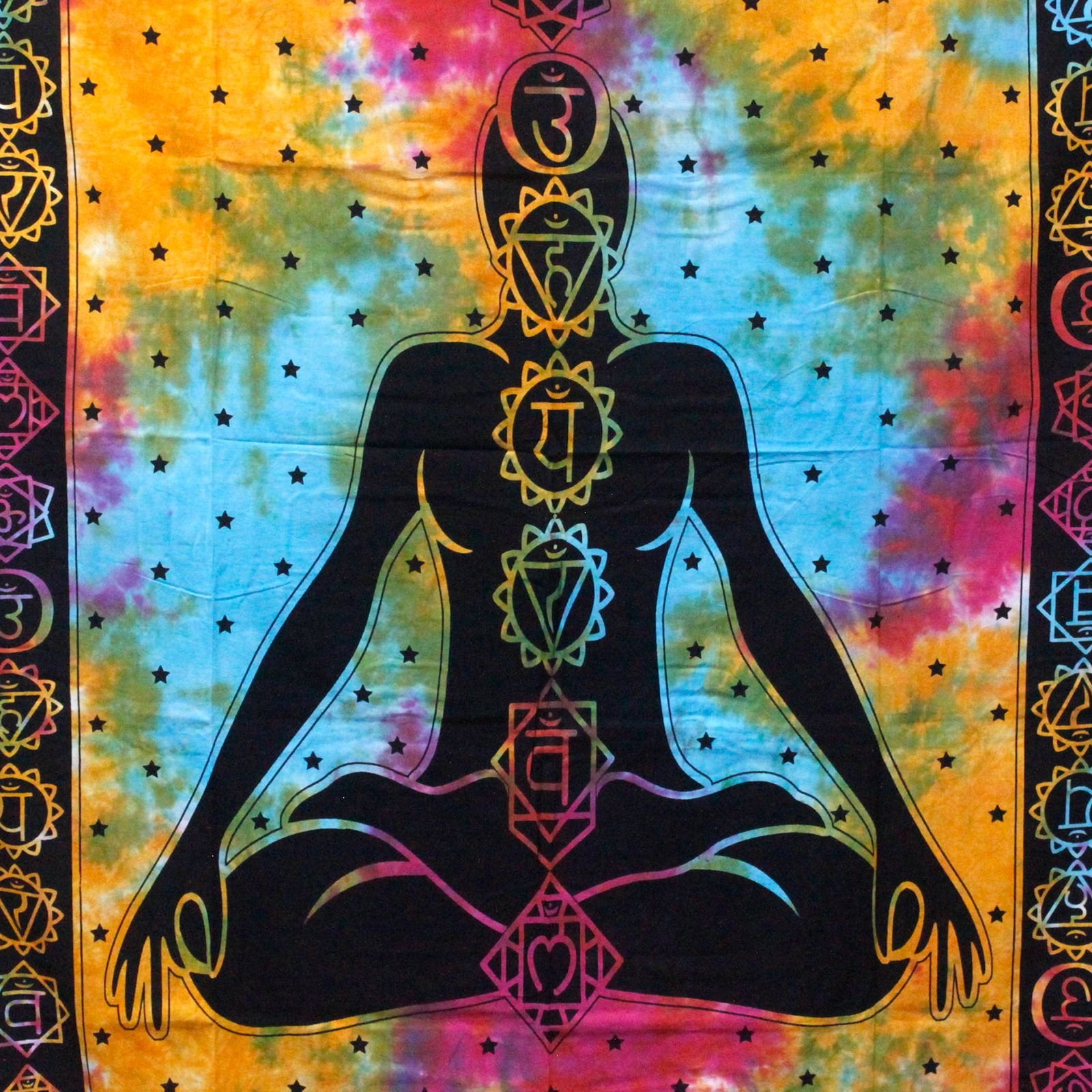 Medvilninis lovatiesės ir sienos dekoro audinys „Chakra Buddha“ – 230 × 200 cm jaukumo ritualui