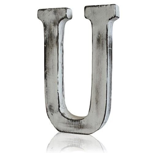 Medinė shabby chic raidė „U“ – mango medžio namų dekoro paslaptis