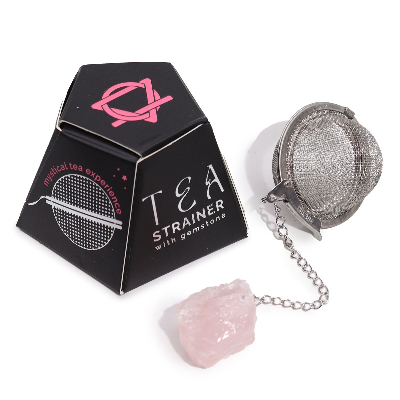 Arbatos sietelis „Rose Quartz“ – rožinio kvarco ramybės ritualui