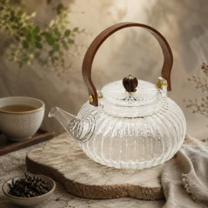 Stiklinė arbatos ritualų arbatinukė „Perlų Banga“ – 850 ml