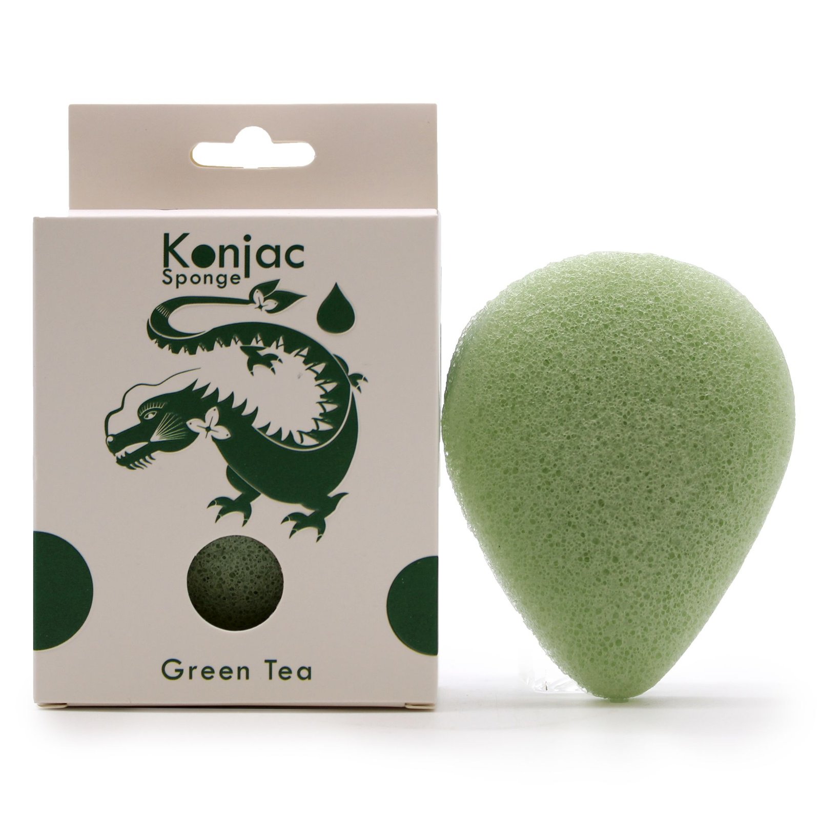 Lašo formos konjac kempinėlė „Green Tea“ – švelnus kasdienės švaros ritualas