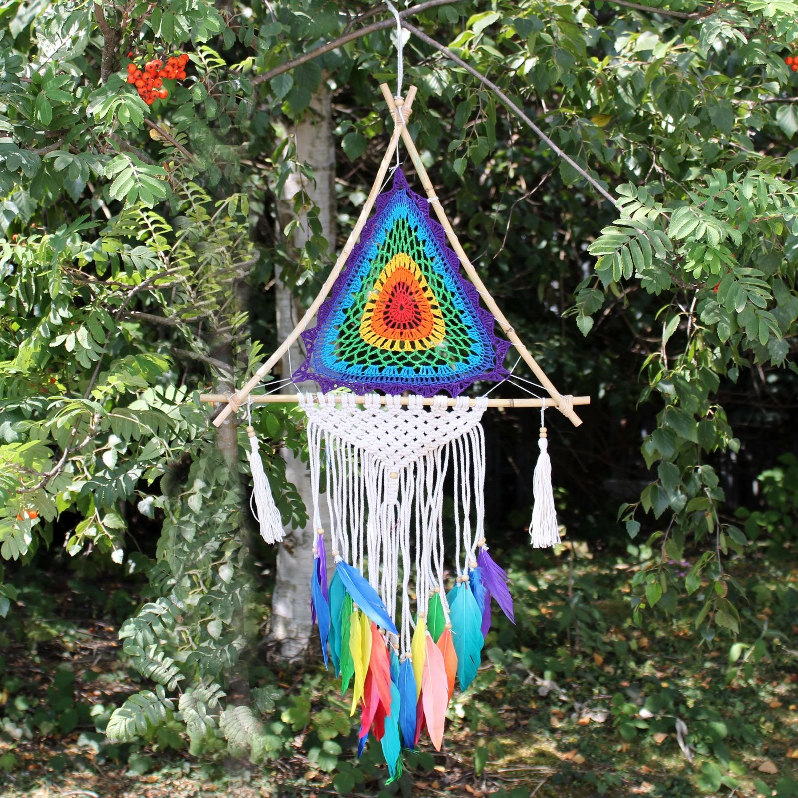 Didelis „Bali Dreamcatchers“ sapnų gaudyklės piramidės dekoras – bohemiška namų paslaptis