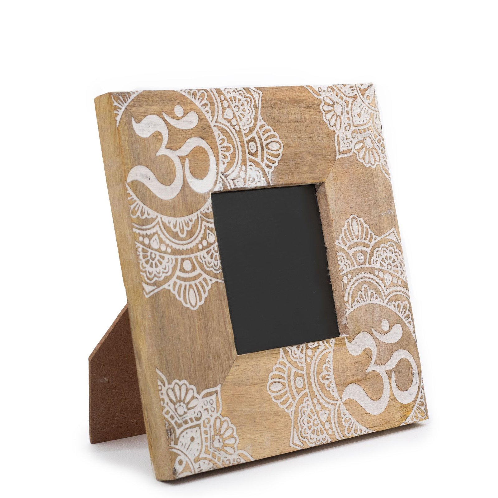 Nuotraukų rėmelis „Mandala“ iš mango medienos – baltas 20 × 20 cm namų jaukumui