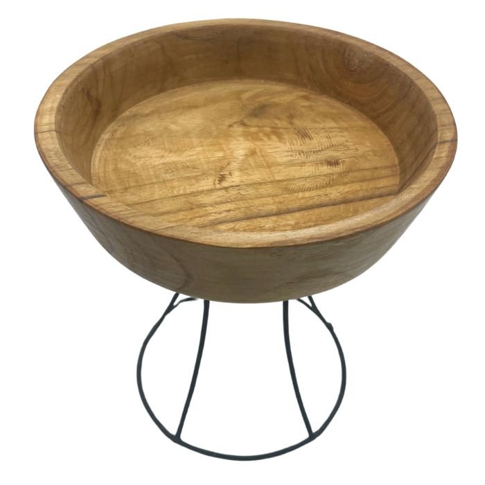 Pakelta tikmedžio dubenė „Elevated Teak Bowl“ – jaukus stalo akcentas su geležies prisilietimu